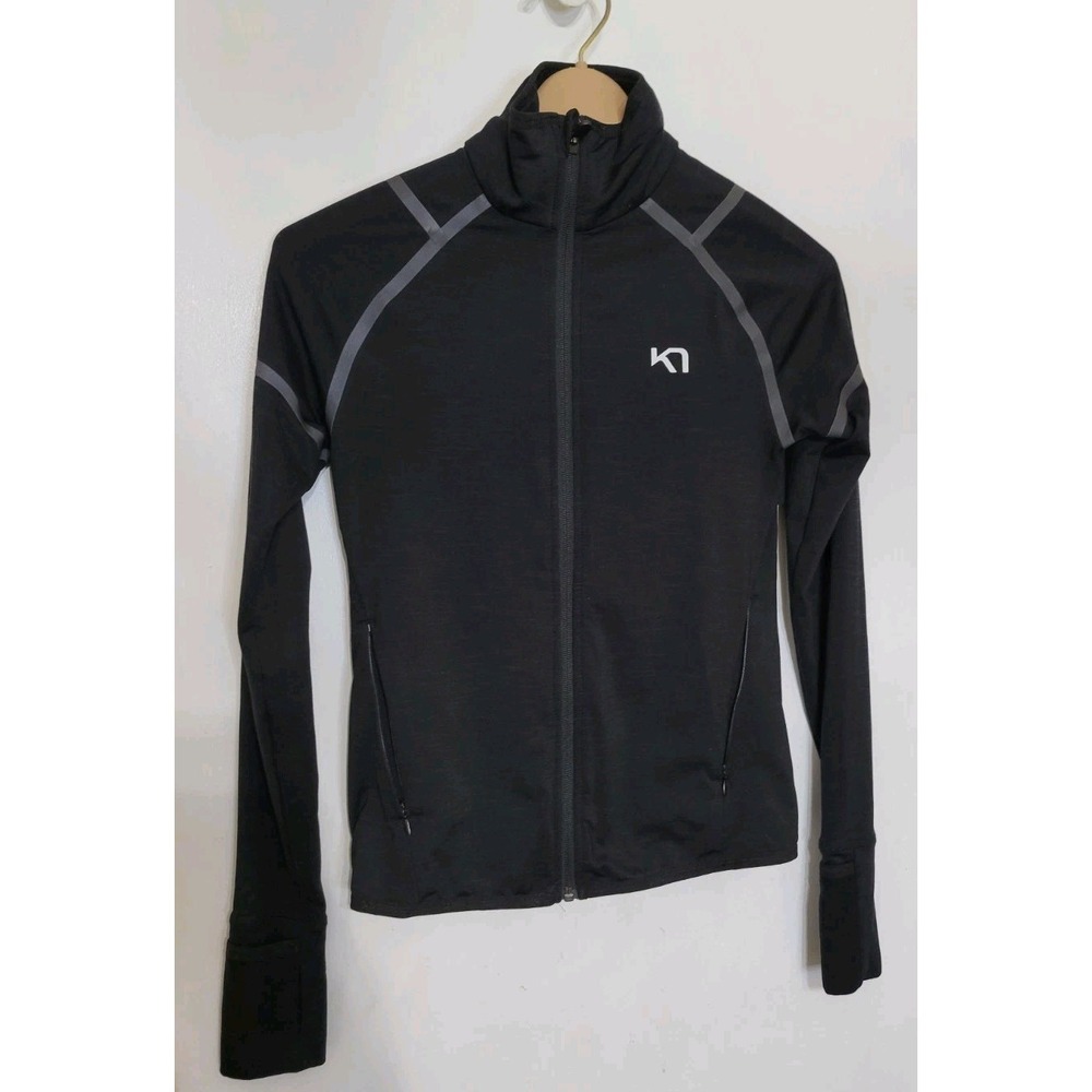Kari Traa Black Long Sleeve Full Zip Logo Fleece Track Jacket Size XS - Picture 1 of 7
